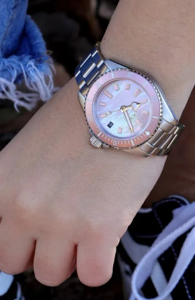 Out Of Order Casanova Pink Mother-of-pearl Bracelet Watch, 38mm In Silver