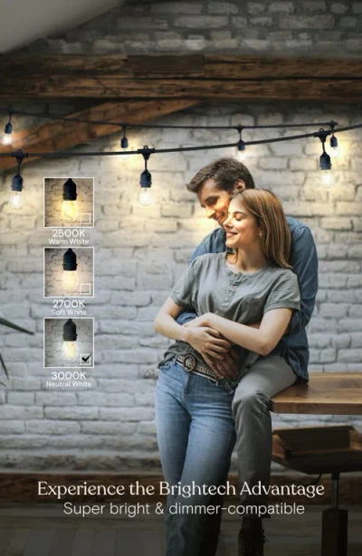 Brightech 24 Ft Or 48 Ft, Plug‑in Heavy Duty Led Outdoor String Lights, Weatherproof Edison Bulbs In Black