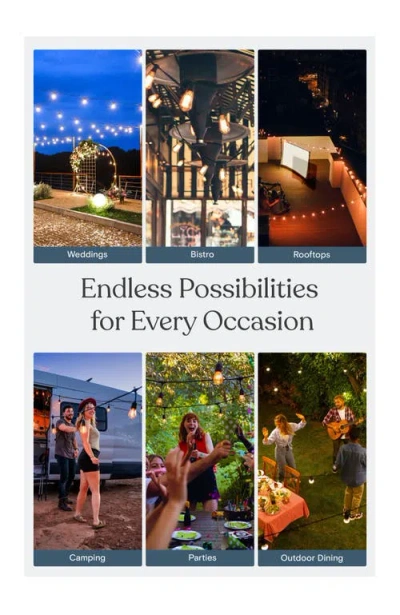 Brightech 24 Ft Or 48 Ft, Plug‑in Heavy Duty Led Outdoor String Lights, Weatherproof Edison Bulbs In Black