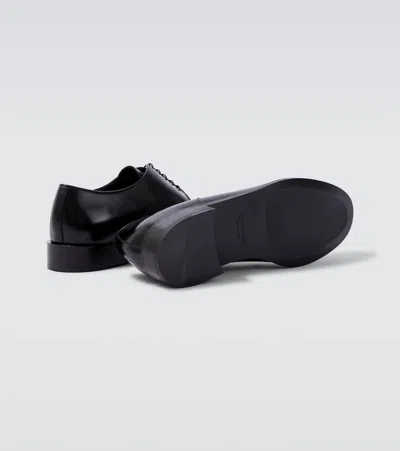 Giorgio Armani Almond Toe Lace-up Leather Shoes In Black