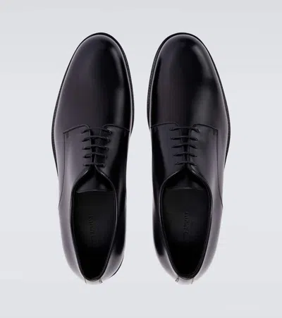 Giorgio Armani Almond Toe Lace-up Leather Shoes In Black