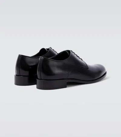 Giorgio Armani Almond Toe Lace-up Leather Shoes In Black