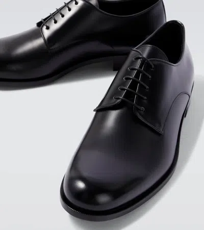 Giorgio Armani Almond Toe Lace-up Leather Shoes In Black