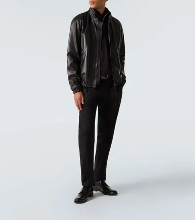 Giorgio Armani Almond Toe Lace-up Leather Shoes In Black