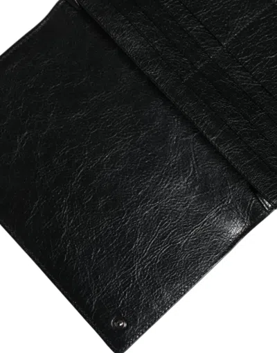 Pre-owned Dolce & Gabbana Black Leather Dg Logo Bifold Card Slot Crossbody Women's Bag ()