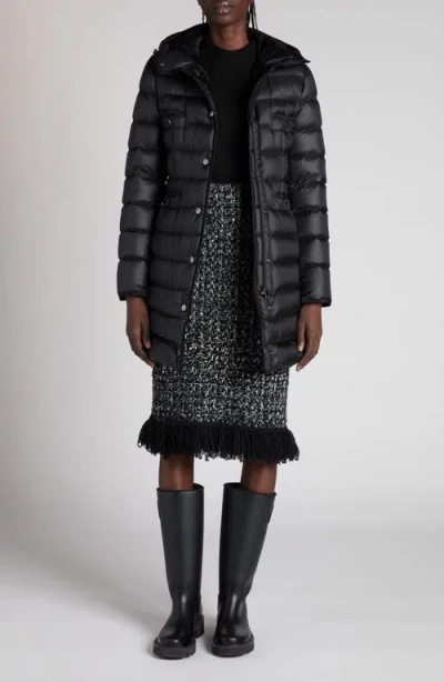 Moncler Hirma Lightweight Long Puffer Coat In Black