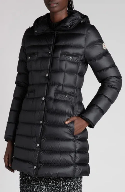 Moncler Hirma Lightweight Long Puffer Coat In Black