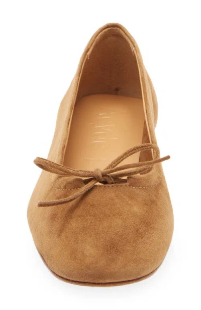 Aeyde Bow Detail Suede Finish Flat Sole Ballerinas In Brown