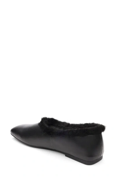 Ash Bianca Faux Fur Lined Ballet Flat In Black