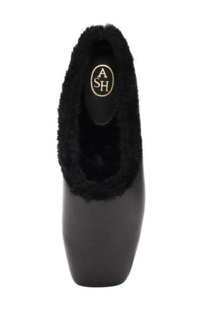 Ash Bianca Faux Fur Lined Ballet Flat In Black