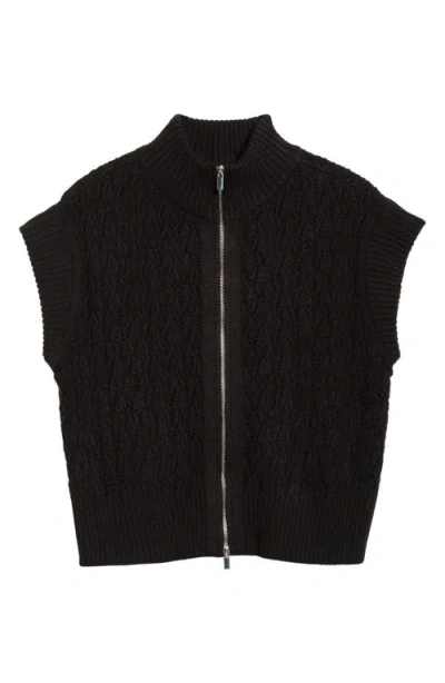 Vince Camuto Pointelle Turtleneck Sweater In Black