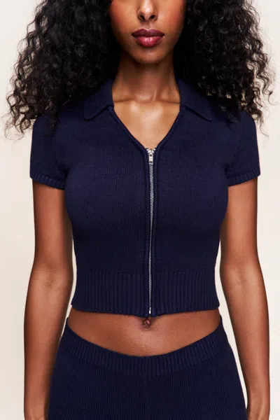 Danielle Guizio Ny Calesia Zip Up Top In Blue
