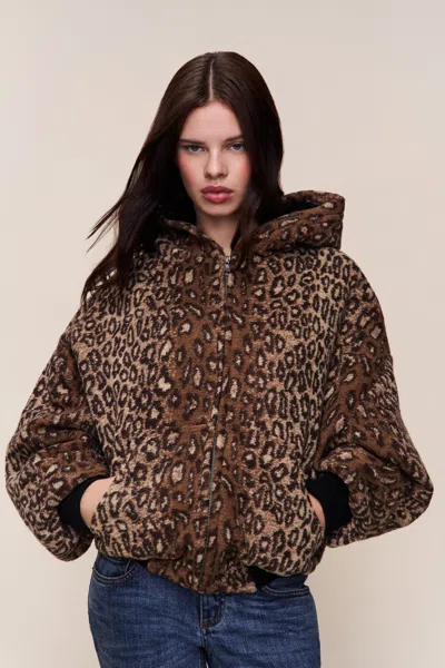 Danielle Guizio Ny Charli Hooded Quilted Lined Jacket In Animal Print