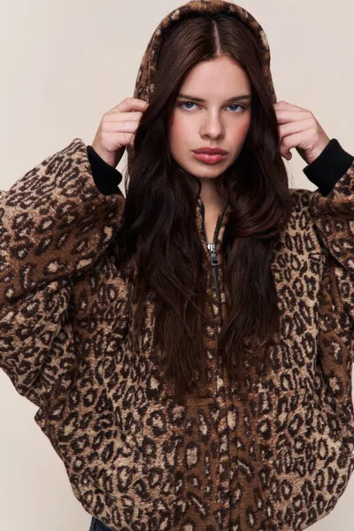 Danielle Guizio Ny Charli Hooded Quilted Lined Jacket In Animal Print