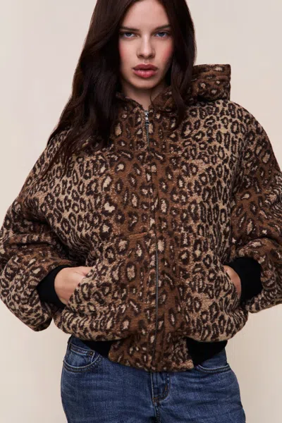 Danielle Guizio Ny Charli Hooded Quilted Lined Jacket In Animal Print