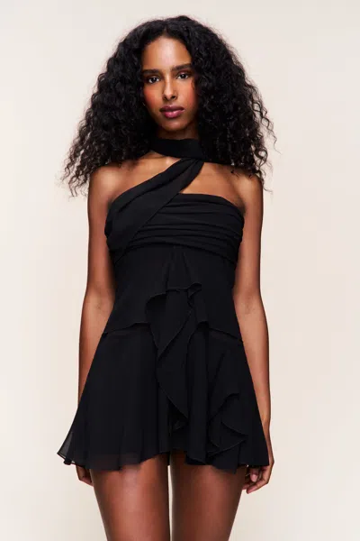 Danielle Guizio Ny Chiffon Wrap Dress In Black