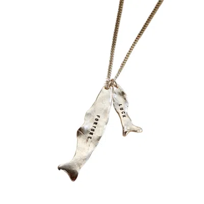 Posh Totty Designs Men's Silver Fortune And Luck Fortune Fish Pendant Necklace In Gold