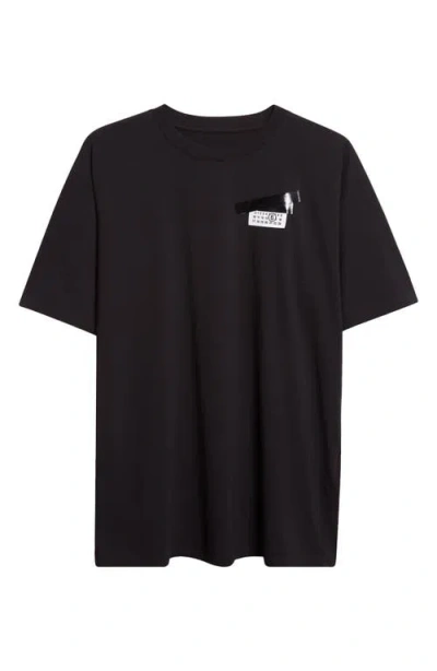 Mm6 Maison Margiela Mm6 By Maison Margiela Oversized T-shirt With Contrasting Pocket Detail In Black