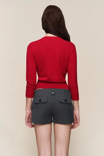 Danielle Guizio Ny Emelie Cropped Wool Cardigan In Red