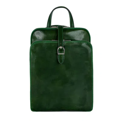 Time Resistance Womens Convertible Leather Backpack Shoulder Bag Green - Clarissa