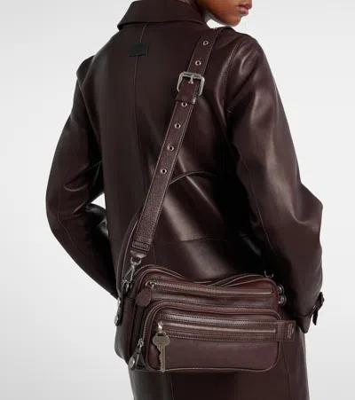 Acne Studios Medium Embellished Textured-leather Tote In Brown