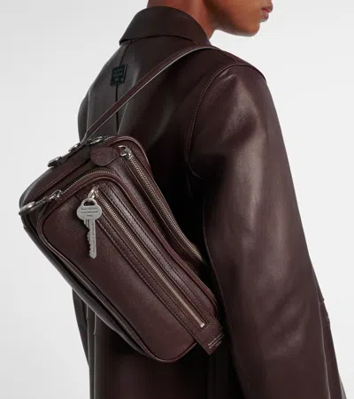 Acne Studios Medium Embellished Textured-leather Tote In Brown