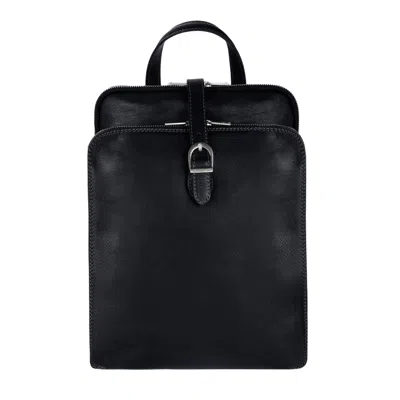 Time Resistance Womens Convertible Leather Backpack Shoulder Bag Black - Clarissa