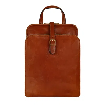 Time Resistance Womens Convertible Leather Backpack Shoulder Bag Cognac Brown - Clarissa