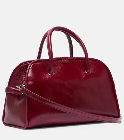 Jacquemus Le Petit Tourism In Shiny Vintage-finished Leather Bags In Burgundy