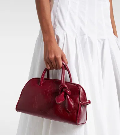 Jacquemus Le Petit Tourism In Shiny Vintage-finished Leather Bags In Burgundy