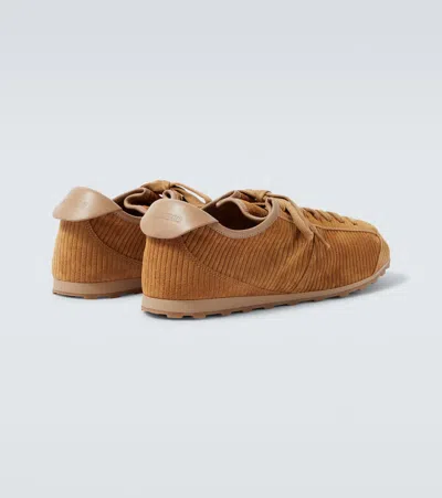 Jacquemus Le Tennis Sneakers In Soft Corduroy-embossed Suede In Brown