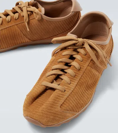 Jacquemus Le Tennis Sneakers In Soft Corduroy-embossed Suede In Brown