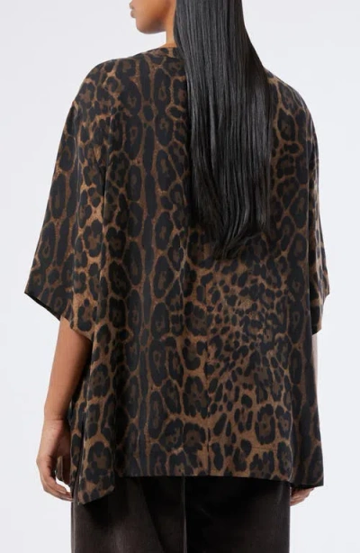 Marina Rinaldi Print Drape Top In Brown