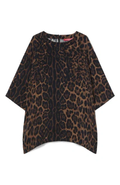 Marina Rinaldi Print Drape Top In Brown