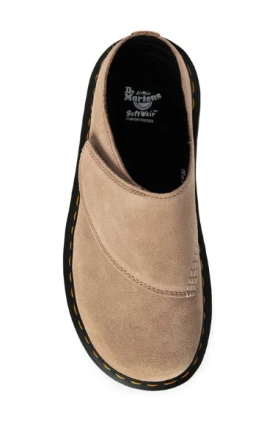 Dr. Martens Zebzag Anywair Suede Clogs Tan Bronx Suede In Black