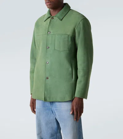 Auralee Green Merino Mouton Shirt Jacket In Green