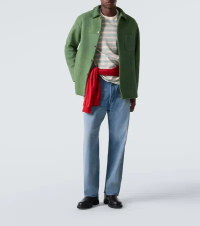 Auralee Green Merino Mouton Shirt Jacket In Green