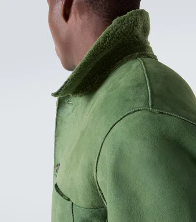 Auralee Green Merino Mouton Shirt Jacket In Green