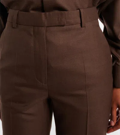 Loro Piana Davey Virgin Wool Straight Pants In Brown