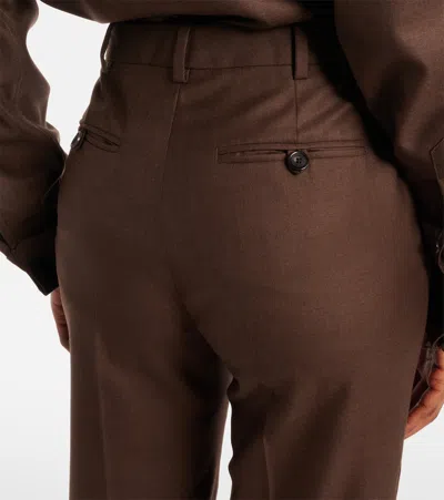 Loro Piana Davey Virgin Wool Straight Pants In Brown