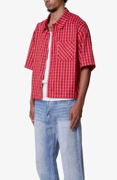Mnml Stripe Crispy Poplin Short Sleeve Button-up Shirt In Red