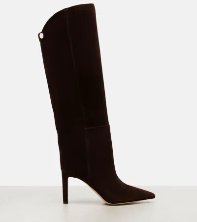 Jimmy Choo Alizze 85 Suede Knee Boots In Animal Print