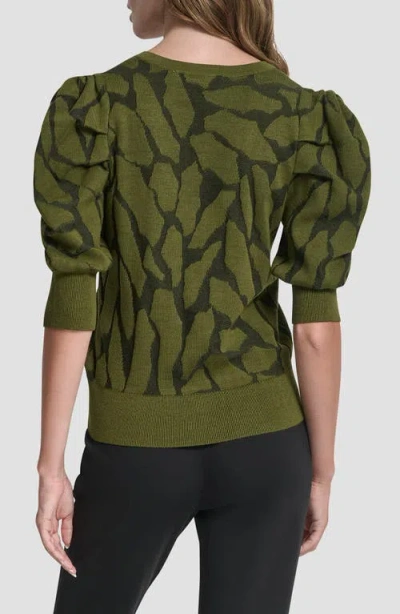 Dkny Texture Puff Sleeve Sweater In Green