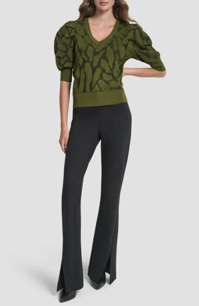 Dkny Texture Puff Sleeve Sweater In Green
