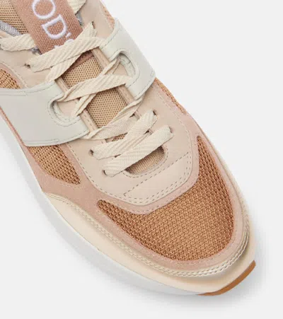 Tod's Sneakers In Fabric And Suede Leather In Pink