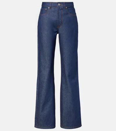Ami Alexandre Mattiussi Wide Leg Denim Trousers Featuring Pockets In Blue