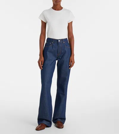 Ami Alexandre Mattiussi Wide Leg Denim Trousers Featuring Pockets In Blue
