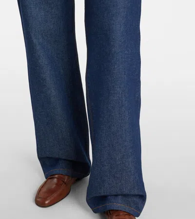 Ami Alexandre Mattiussi Wide Leg Denim Trousers Featuring Pockets In Blue