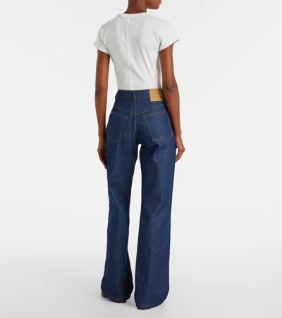 Ami Alexandre Mattiussi Wide Leg Denim Trousers Featuring Pockets In Blue