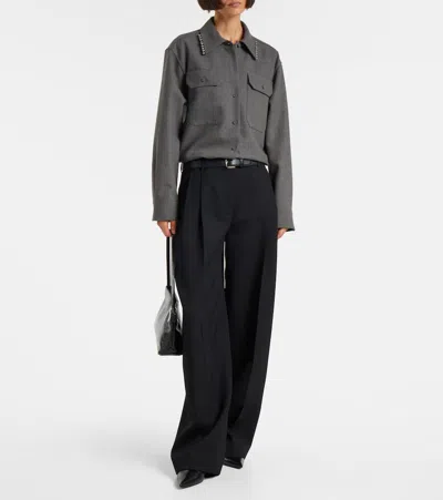 Jil Sander Wool Canvas Shirt In Gray